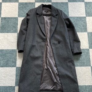 Gray Wool Trench Coat with Tailored Fit